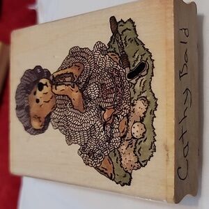 BOYDs Bear Sebastian Golf Bear Wooden Rubber Mounted Stamp